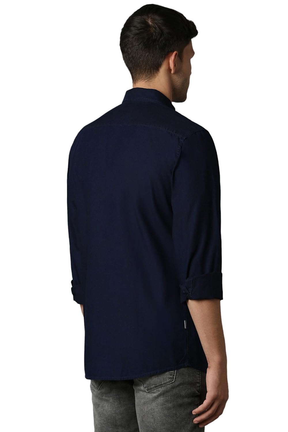 Louis Philippe Men's Slim Fit Shirt (LRSFNSLPR07977_Navy 