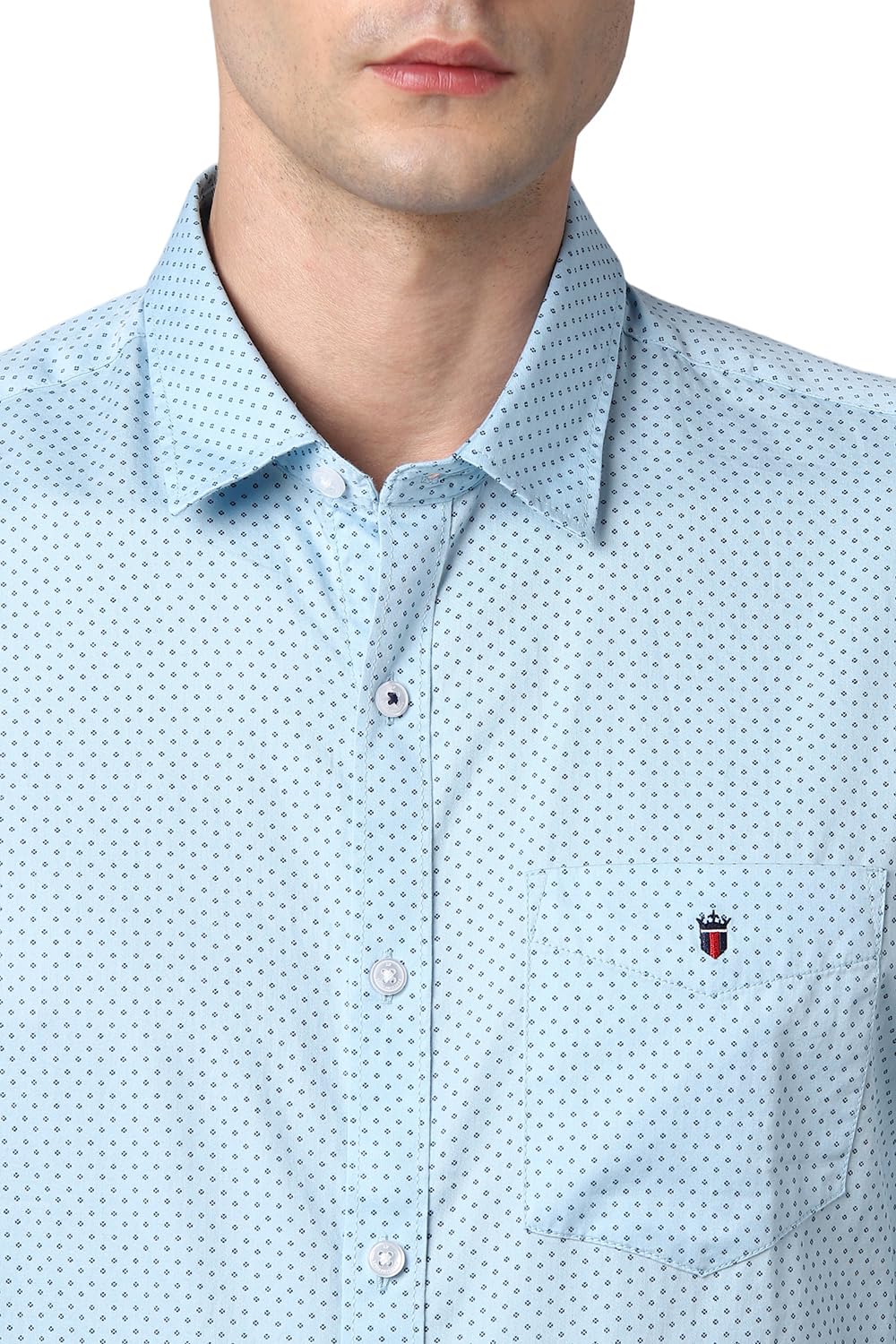 Louis Philippe Men's Slim Fit Shirt (LYSFCSLB283387_Blue 