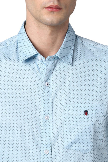 Louis Philippe Men's Slim Fit Shirt (LYSFCSLB283387_Blue 