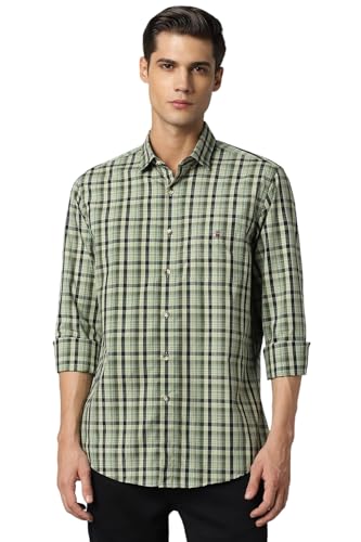 Louis Philippe Men's Slim Fit Shirt (LYSFHSLBH91579_Green 