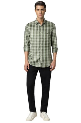 Louis Philippe Men's Slim Fit Shirt (LYSFHSLBH91579_Green 