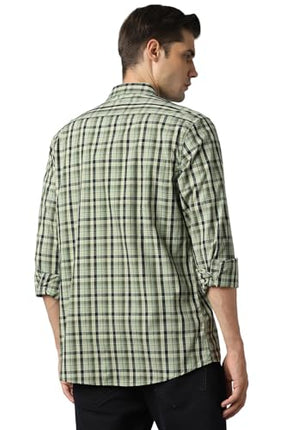 Louis Philippe Men's Slim Fit Shirt (LYSFHSLBH91579_Green 