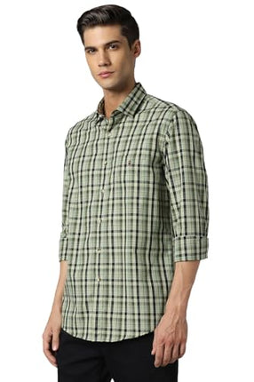 Louis Philippe Men's Slim Fit Shirt (LYSFHSLBH91579_Green 