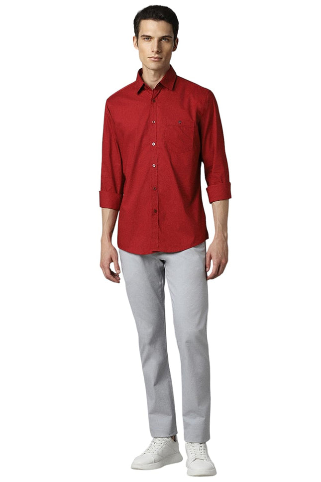 Louis Philippe Men's Slim Fit Shirt (LYSFSSLFL89977_Red 