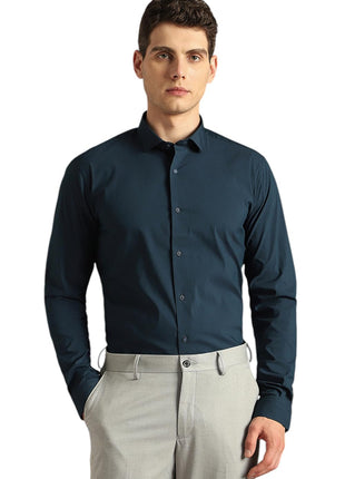 Louis Philippe Men's Solid Slim Fit Shirt (LASFASSPM79184_Blue 