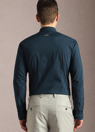 Louis Philippe Men's Solid Slim Fit Shirt (LASFASSPM79184_Blue 