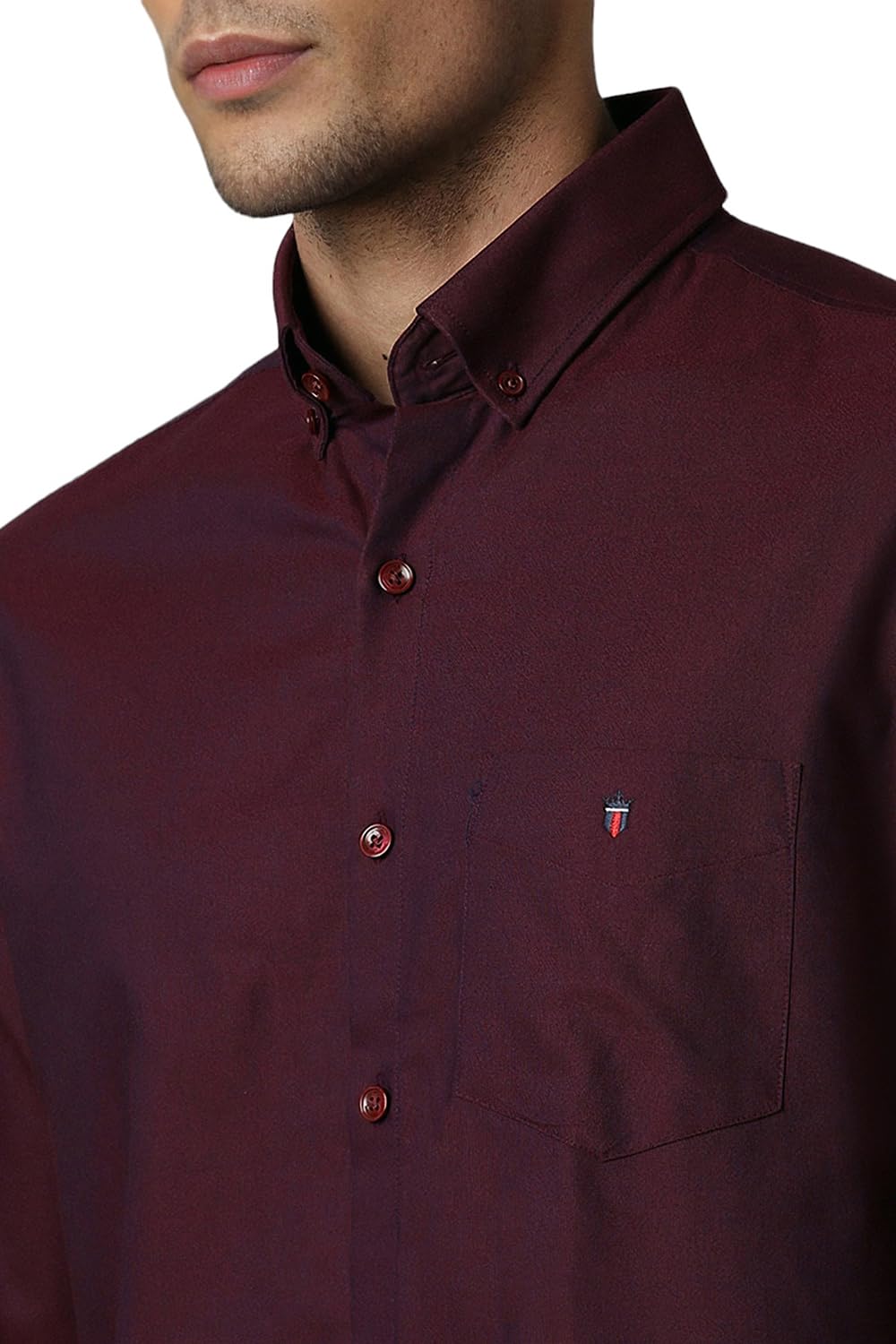 Louis Philippe Men's Solid Slim Fit Shirt (LYSFCSLPM88253_Wine 