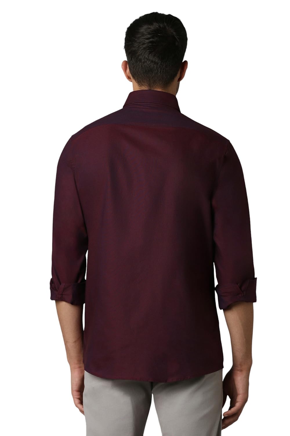 Louis Philippe Men's Solid Slim Fit Shirt (LYSFCSLPM88253_Wine 