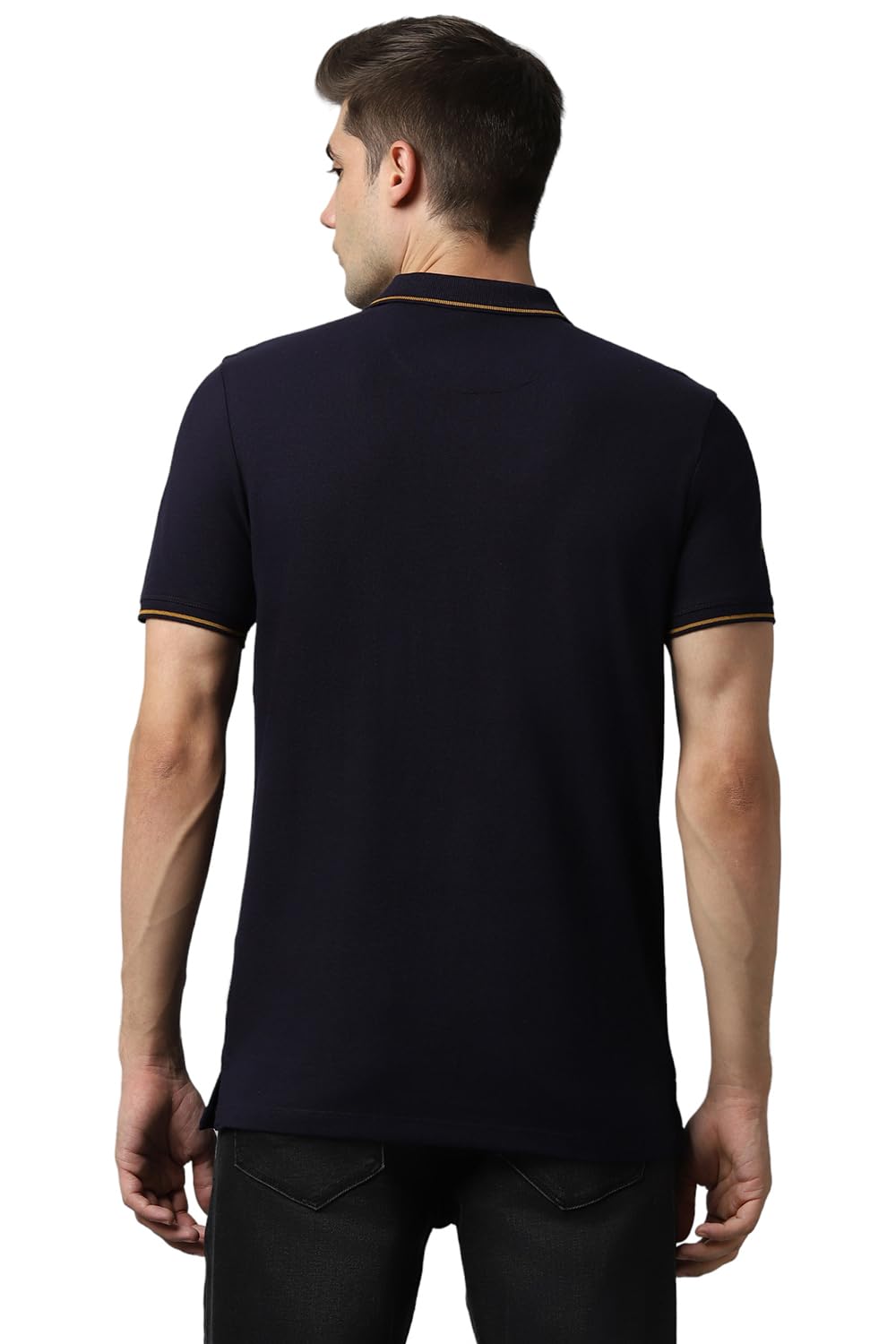 Louis Philippe Men's Solid Slim Fit T-Shirt (LRKPCSLFI53303_Navy 