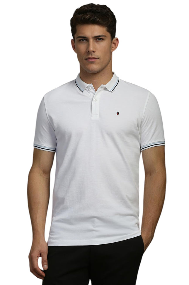 Louis Philippe Men's Solid Slim Fit T-Shirt (LYKPCSLBL03938_White 