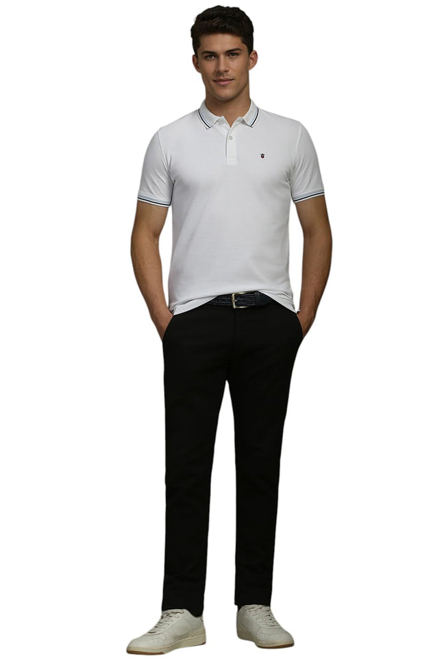 Louis Philippe Men's Solid Slim Fit T-Shirt (LYKPCSLBL03938_White 