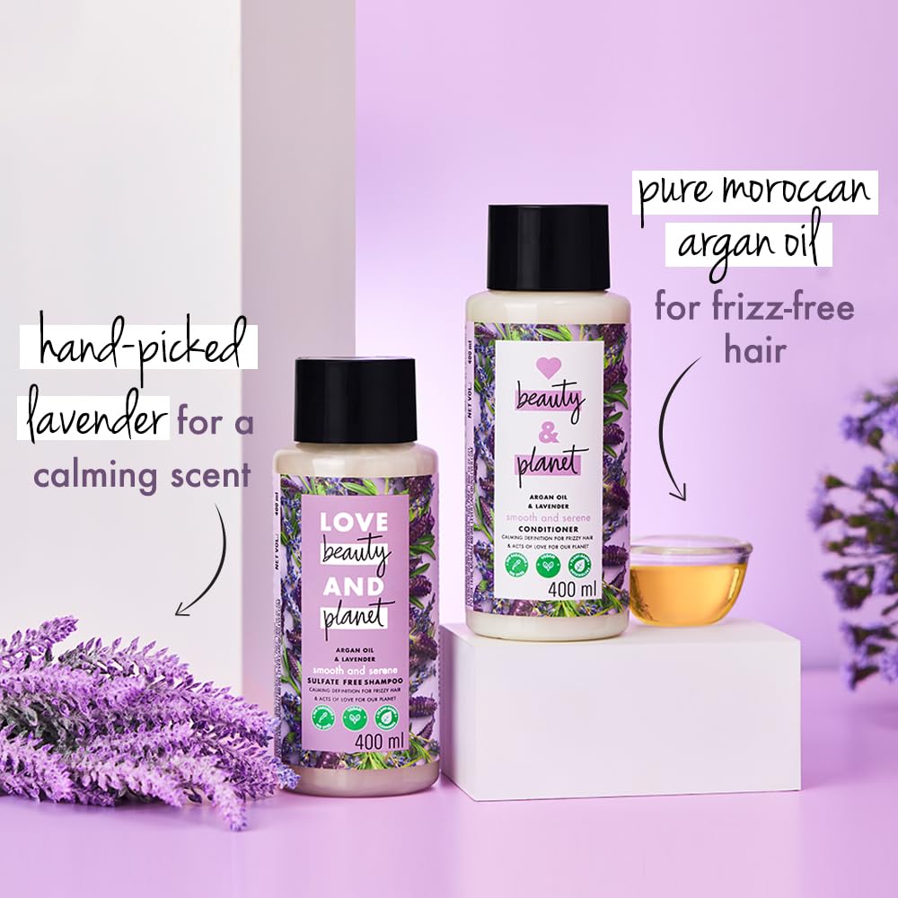 Love Beauty & Planet Argan Oil and Lavender Paraben Free Smooth and Serene Conditioner|| No Parabens|| No Dyes|| 400ml 