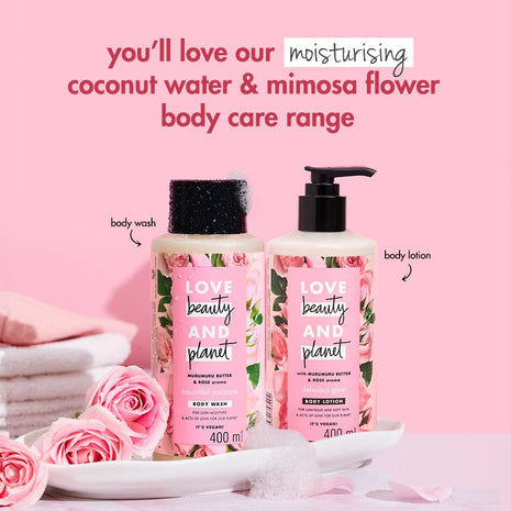 Love Beauty & Planet Murumuru Butter and Rose Moisturising Body Wash|Crème Shower Gel for Soft Skin,200ml 