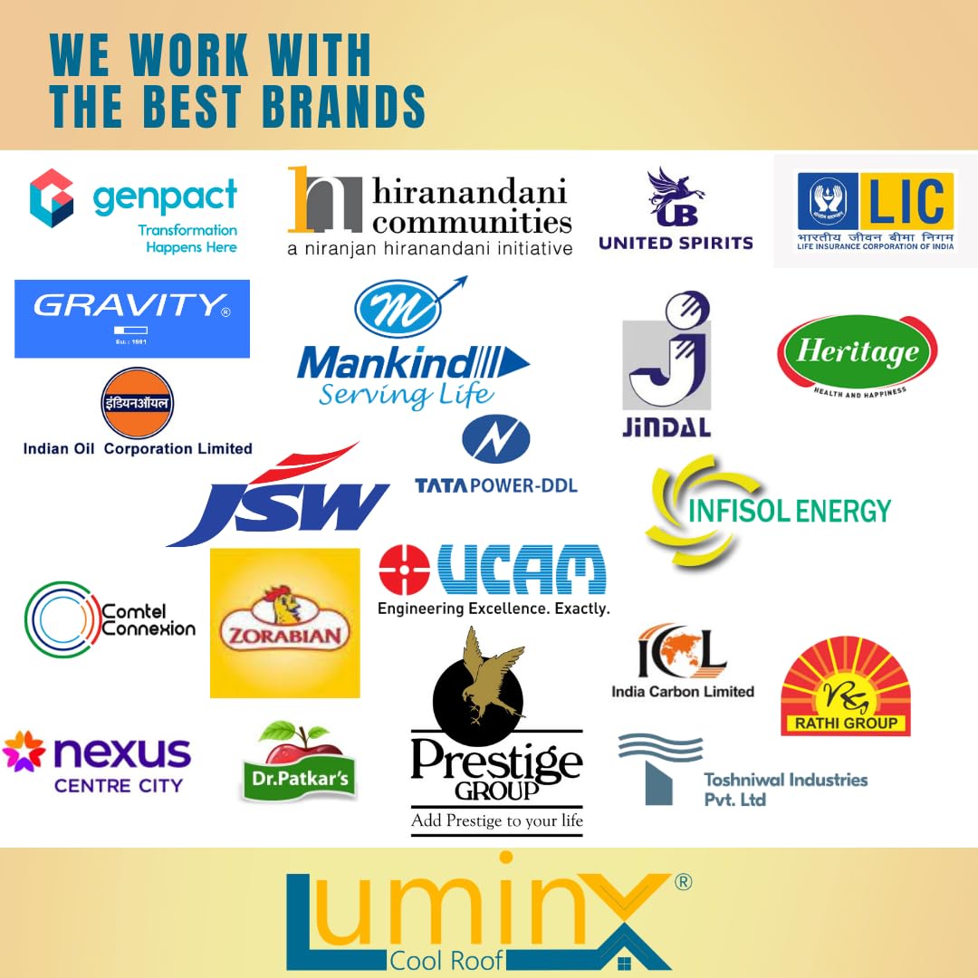 LuminX : Solar Reflective Roof Coating |Summer Cool Roof | Heat Resistance Paint | High Sri Terrace Cooling Paint (10 Kgs), White 