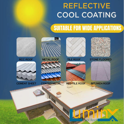 LuminX : Solar Reflective Roof Coating |Summer Cool Roof | Heat Resistance Paint | High Sri Terrace Cooling Paint (10 Kgs), White 