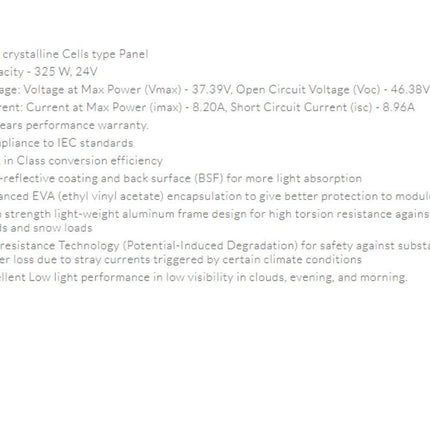 Luminous 325 Watt 24V Polycrystalline Solar Panel | High Efficiency | Durable Build | Reliable Power Generation | Suitable for Home, Office, and Commercial Use | Multicolor Design 