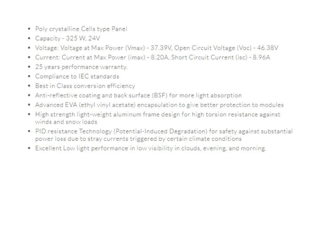 Luminous 325 Watt 24V Polycrystalline Solar Panel | High Efficiency | Durable Build | Reliable Power Generation | Suitable for Home, Office, and Commercial Use | Multicolor Design 