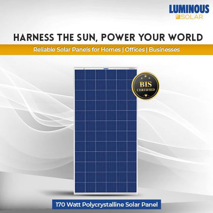Luminous BIS Certified Mono Perc Halfcut 170 Watt-12Volt Solar Panel for Home with PID Resistance Technology and Severe Weather Resilience, 25 Years Warranty (Pack of 1) 