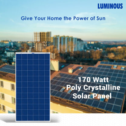 Luminous BIS Certified Polycrystalline 170 Watt Solar Panel for Home with PID Resistance Technology and Severe Weather Resilience (12 Volt) 