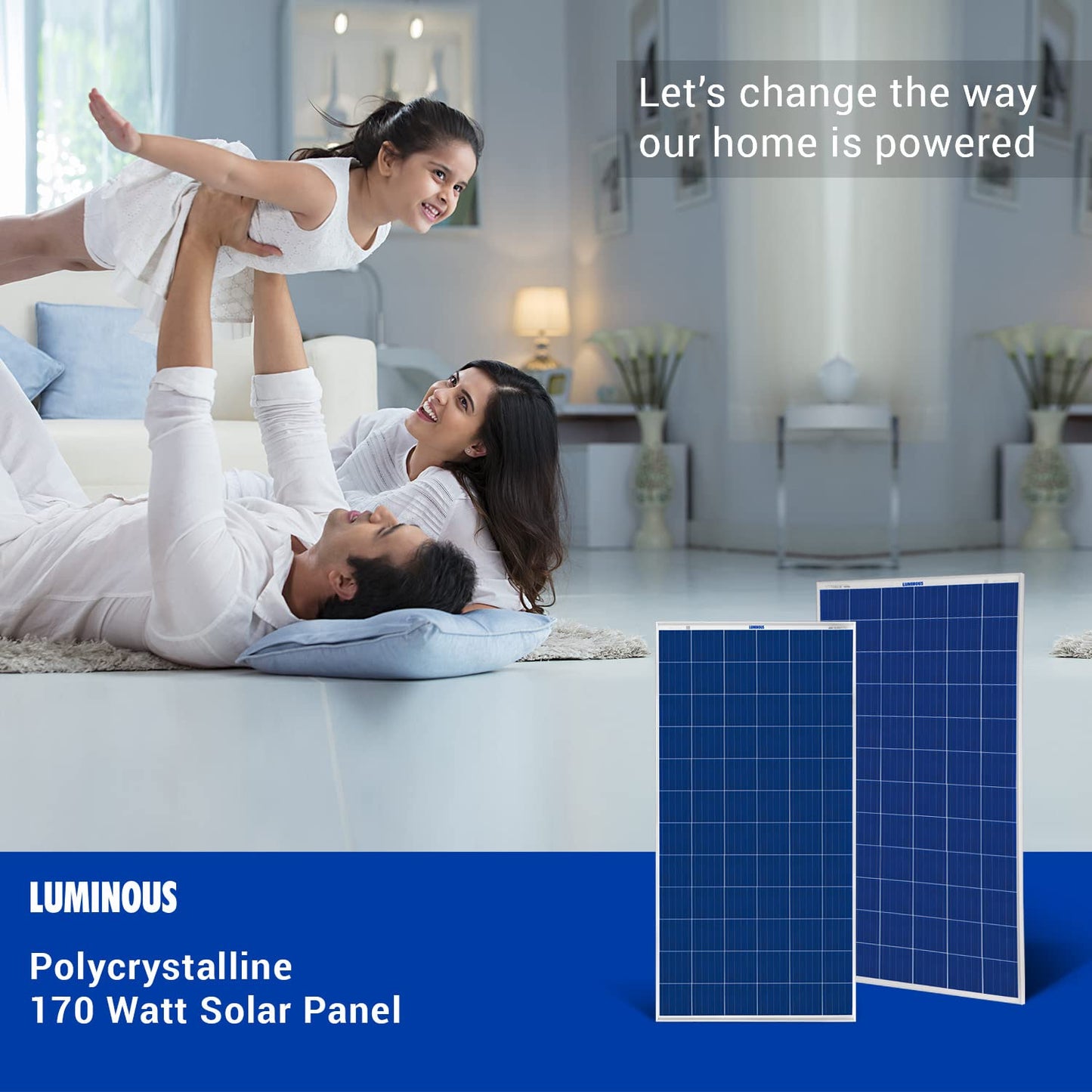 Luminous BIS Certified Polycrystalline 170 Watt Solar Panel for Home with PID Resistance Technology and Severe Weather Resilience (12 Volt) 