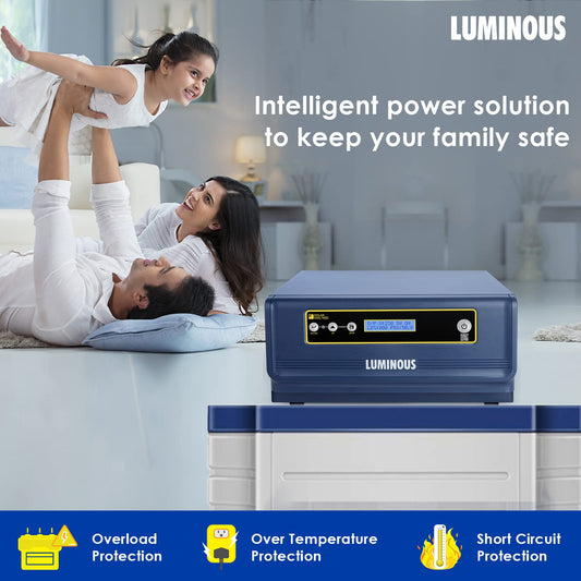 Luminous NXG 1450 Solar Inverter for Home, Office & Shops | 1450VA Pure Sinewave with ISOT Technology | Intelligent Load Sharing | Reliable Power Backup | LCD Display | with 36 Months Warranty 