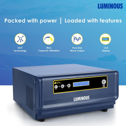 Luminous NXG 1450 Solar Inverter for Home, Office & Shops | 1450VA Pure Sinewave with ISOT Technology | Intelligent Load Sharing | Reliable Power Backup | LCD Display | with 36 Months Warranty 