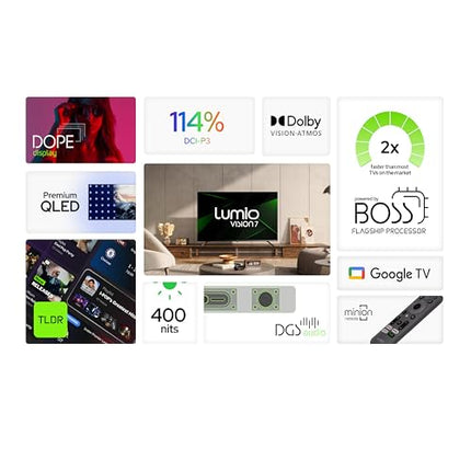 Lumio Vision 7 109 cm (43 inches) 4K Ultra-HD Smart QLED TV FTW1-ADSG 
