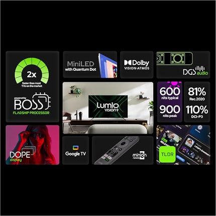 Lumio Vision 9 139cm (55 inches) 4K Ultra HD Smart QD-MiniLED Google TV EPIC1-ADSG 