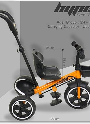 Luusa® TFT RX-500 Plug N Play Tricycle for kids /Baby Tricycle With Parental Control, Seat Belt For 2 Years to 4 Years Boys/Girls/Kids/Baby/Carrying Capacity Upto 25-KGS (Orange) Proudly MADE IN INDIA 