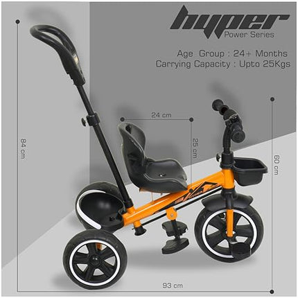 Luusa® TFT RX-500 Plug N Play Tricycle for kids /Baby Tricycle With Parental Control, Seat Belt For 2 Years to 4 Years Boys/Girls/Kids/Baby/Carrying Capacity Upto 25-KGS (Orange) Proudly MADE IN INDIA 