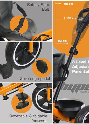 Luusa® TFT RX-500 Plug N Play Tricycle for kids /Baby Tricycle With Parental Control, Seat Belt For 2 Years to 4 Years Boys/Girls/Kids/Baby/Carrying Capacity Upto 25-KGS (Orange) Proudly MADE IN INDIA 