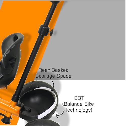 Luusa® TFT RX-500 Plug N Play Tricycle for kids /Baby Tricycle With Parental Control, Seat Belt For 2 Years to 4 Years Boys/Girls/Kids/Baby/Carrying Capacity Upto 25-KGS (Orange) Proudly MADE IN INDIA 