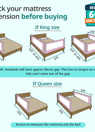 LuvLap Bed Rail Guard for Baby/Kids Safety, 180cm x 72 cm(6ft x 2.3ft), Portable & Foldable, Baby Safety Essential, Adjustable Height, Attractive Cartoon Prints, fits All Bed Sizes (Blue- Printed) 