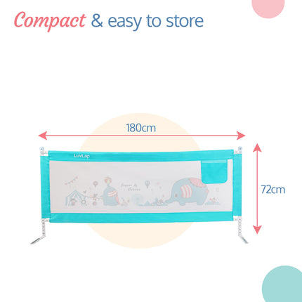 Luvlap Comfy Baby Bed Rail Guard (6 ft x 2.3 ft), 180cmx72cm, Bed Rails for Baby & Toddler Safety, Portable, Adjustable Height, Single Side Bed Rail, Pack of 1, Green 