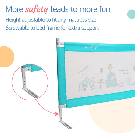 Luvlap Comfy Baby Bed Rail Guard (6 ft x 2.3 ft), 180cmx72cm, Bed Rails for Baby & Toddler Safety, Portable, Adjustable Height, Single Side Bed Rail, Pack of 1, Green 