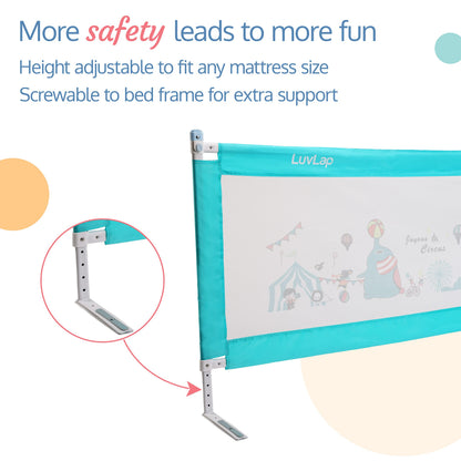 Luvlap Comfy Baby Bed Rail Guard (6 ft x 2.3 ft), 180cmx72cm, Bed Rails for Baby & Toddler Safety, Portable, Adjustable Height, Single Side Bed Rail, Pack of 1, Green 