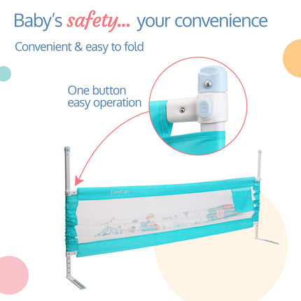 Luvlap Comfy Baby Bed Rail Guard (6 ft x 2.3 ft), 180cmx72cm, Bed Rails for Baby & Toddler Safety, Portable, Adjustable Height, Single Side Bed Rail, Pack of 1, Green 