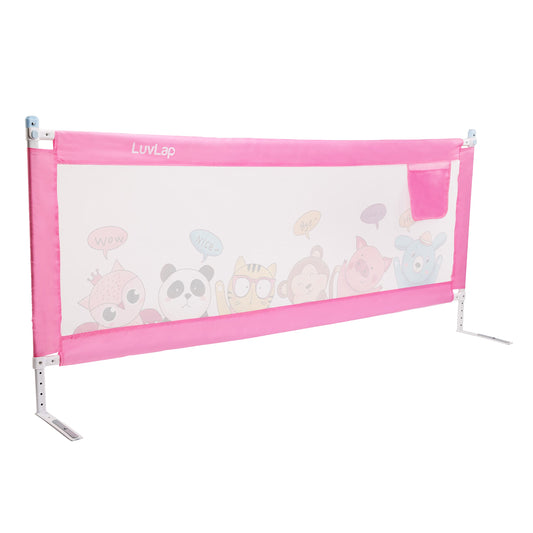 Luvlap Comfy Baby Bed Rail Guard (6 ft x 2.3 ft), 180cmx72cm, Bed Rails for Baby & Toddler Safety, Portable, Adjustable Height, Single Side Bed Rail, Pack of 1, Printed Pink 