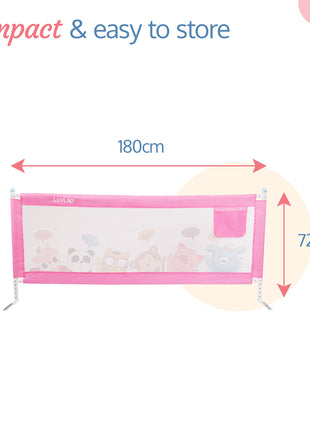 Luvlap Comfy Baby Bed Rail Guard (6 ft x 2.3 ft), 180cmx72cm, Bed Rails for Baby & Toddler Safety, Portable, Adjustable Height, Single Side Bed Rail, Pack of 1, Printed Pink 