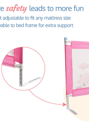 Luvlap Comfy Baby Bed Rail Guard (6 ft x 2.3 ft), 180cmx72cm, Bed Rails for Baby & Toddler Safety, Portable, Adjustable Height, Single Side Bed Rail, Pack of 1, Printed Pink 