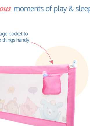 Luvlap Comfy Baby Bed Rail Guard (6 ft x 2.3 ft), 180cmx72cm, Bed Rails for Baby & Toddler Safety, Portable, Adjustable Height, Single Side Bed Rail, Pack of 1, Printed Pink 
