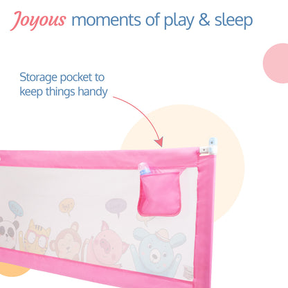 Luvlap Comfy Baby Bed Rail Guard (6 ft x 2.3 ft), 180cmx72cm, Bed Rails for Baby & Toddler Safety, Portable, Adjustable Height, Single Side Bed Rail, Pack of 1, Printed Pink 