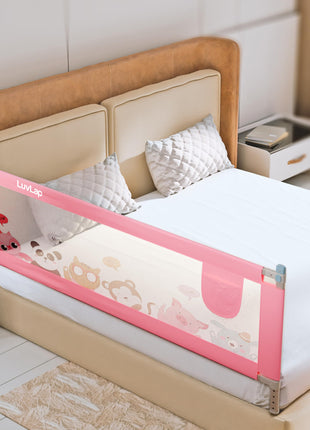 Luvlap Comfy Baby Bed Rail Guard (6 ft x 2.3 ft), 180cmx72cm, Bed Rails for Baby & Toddler Safety, Portable, Adjustable Height, Single Side Bed Rail, Pack of 1, Printed Pink 