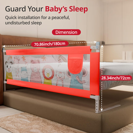 Luvlap Comfy Baby Bed Rail Guard (6 ft x 2.3 ft), 180cmx72cm, Bed Rails for Baby & Toddler Safety, Portable, Adjustable Height, Single Side Bed Rail, Pack of 1, Printed Pink New 