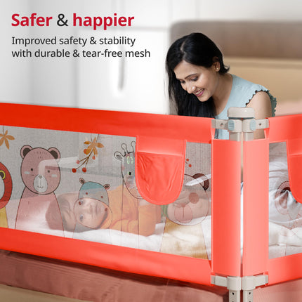 Luvlap Comfy Baby Bed Rail Guard (6 ft x 2.3 ft), 180cmx72cm, Bed Rails for Baby & Toddler Safety, Portable, Adjustable Height, Single Side Bed Rail, Pack of 1, Printed Pink New 