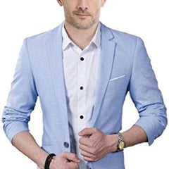 Luxrio Men Slim Single Breasted Stylish Blazer (L-BLZ_SkyBlue1 Sky Blue_42) Blazer20 