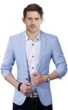 Luxrio Men Slim Single Breasted Stylish Blazer (L-BLZ_SkyBlue1 Sky Blue_42) Blazer20 
