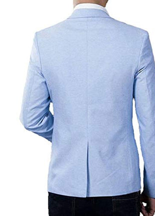 Luxrio Men Slim Single Breasted Stylish Blazer (L-BLZ_SkyBlue1 Sky Blue_42) Blazer20 