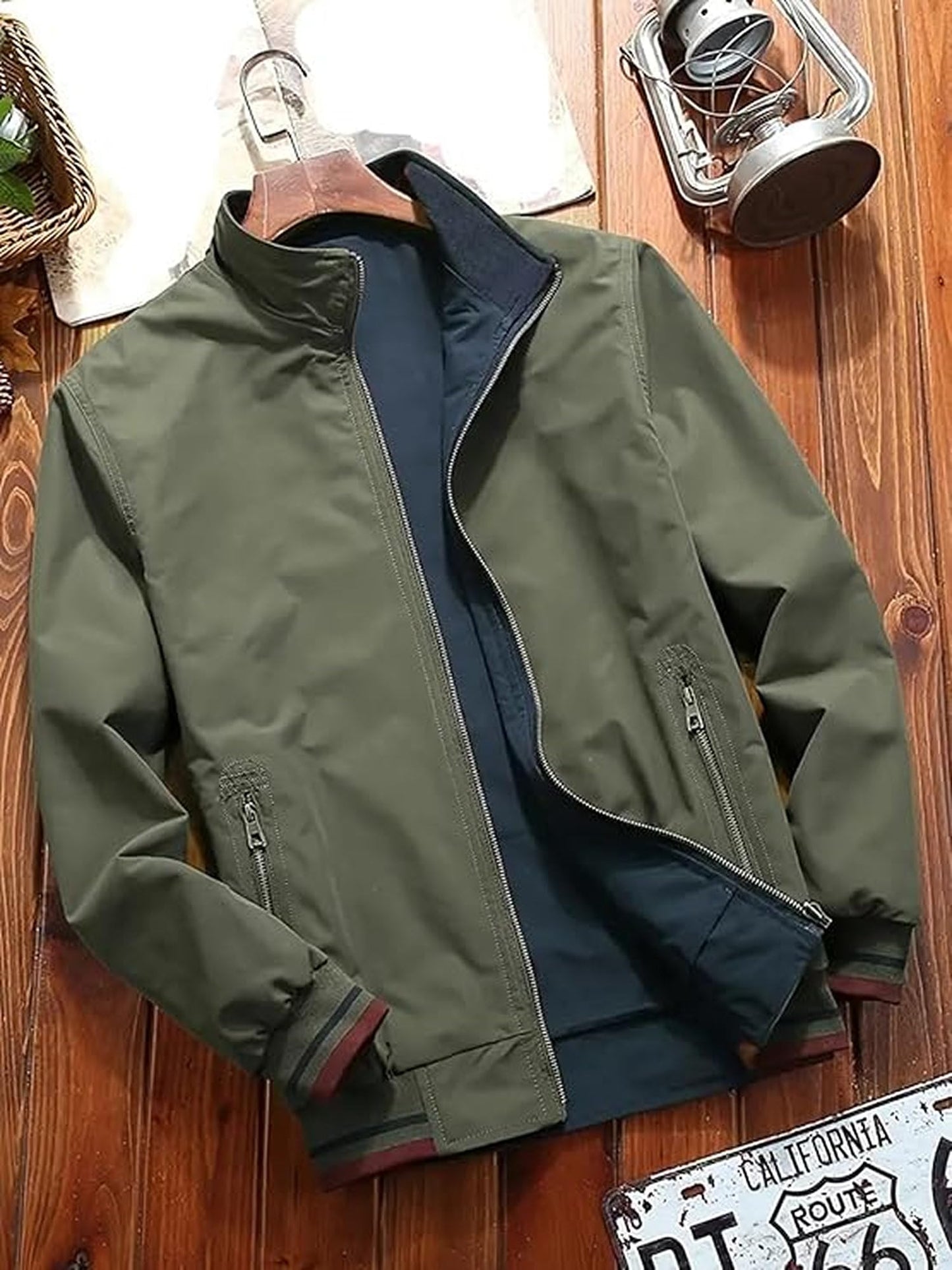 Lymio Green Bomber Jacket For Men Lightweight Outerwear J06 