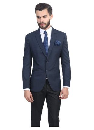 MANQ Men's Slim Fit Single Breasted Blazer (BL-101-38-Blue_Blue_38) 